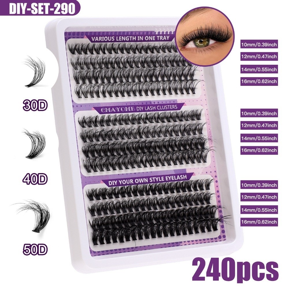 Eyelash Extension Natural Look - ขนตาปลอมแบบธรรมชาติ สไตล์ Wispy ชุดต่อขนตา DIY แบบติดกาวและซีล